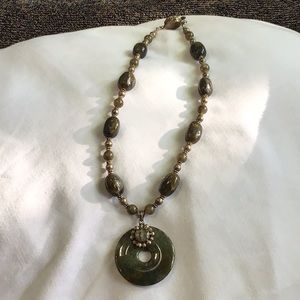 green camo jasper and sterling necklace